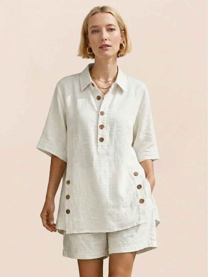 100% Cotton Button-Front Co-Ord off white image 1 