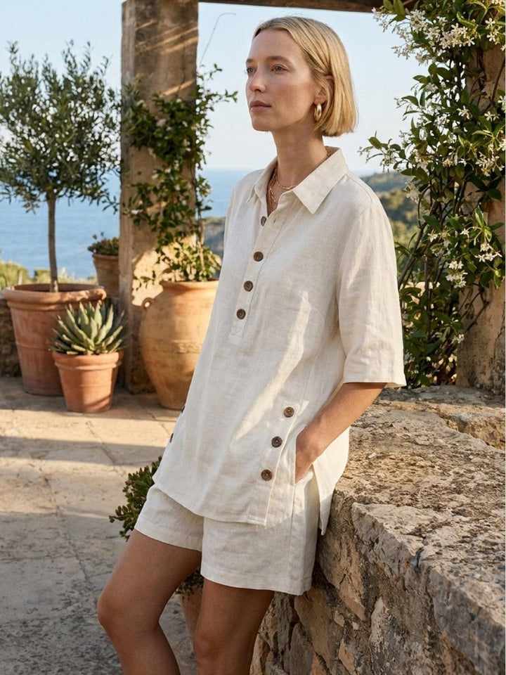 100% Cotton Button-Front Co-Ord off white image 2 