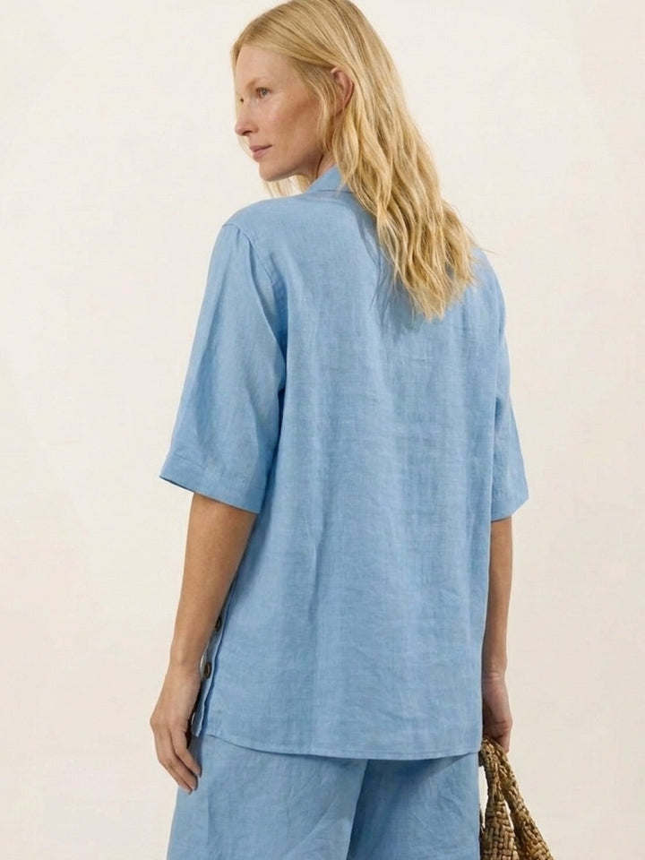 100% Cotton Button-Front Co-Ord sky blue image 3 