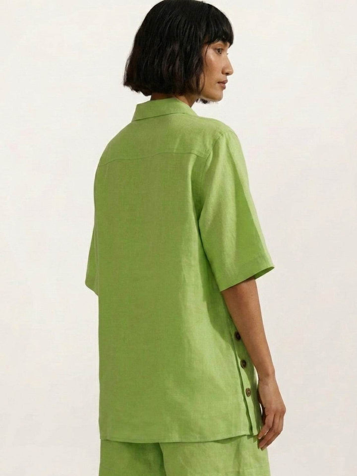 100% Cotton Button-Front Co-Ord lime green image 3 