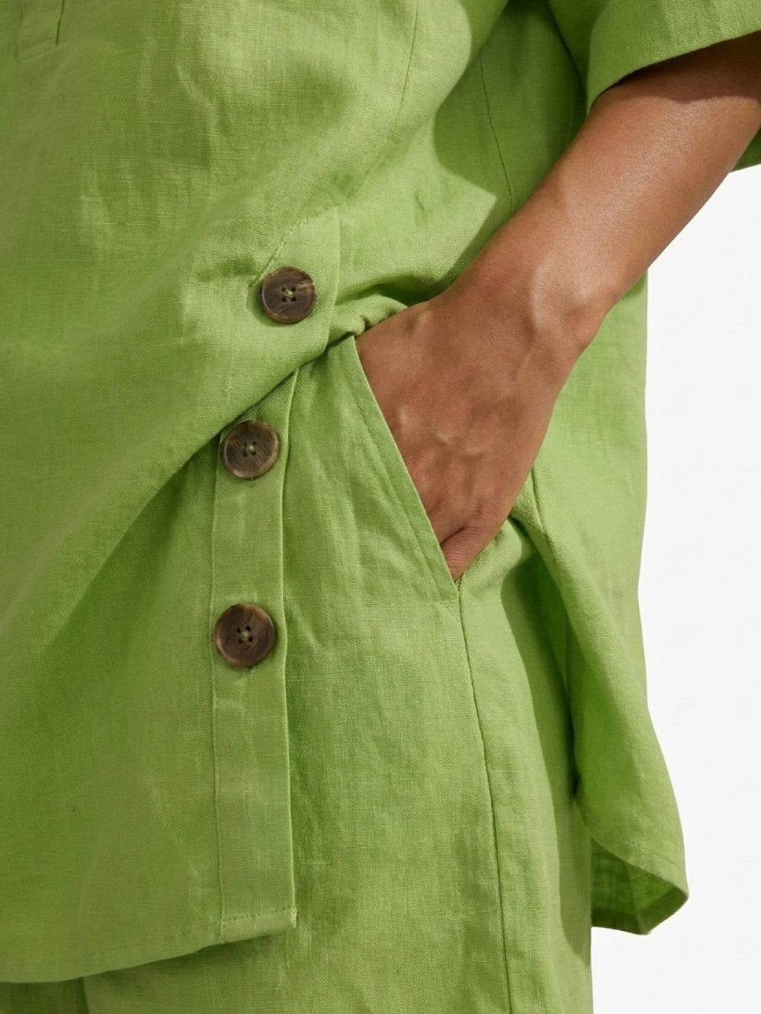 100% Cotton Button-Front Co-Ord lime green image 5 