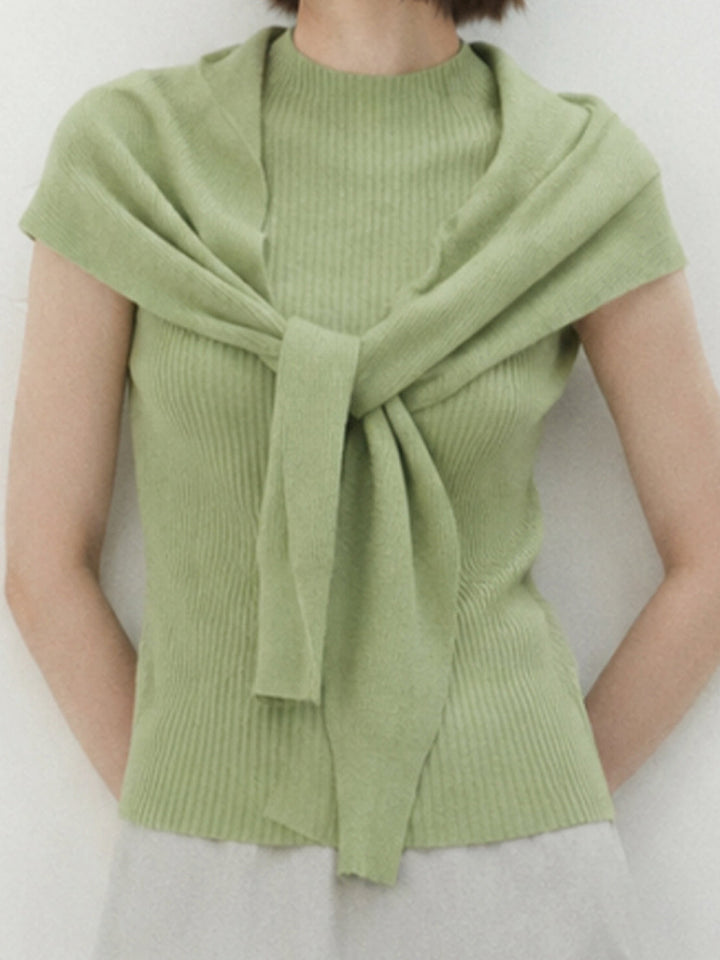 Knit Vest with Attached Scarf green image 3 