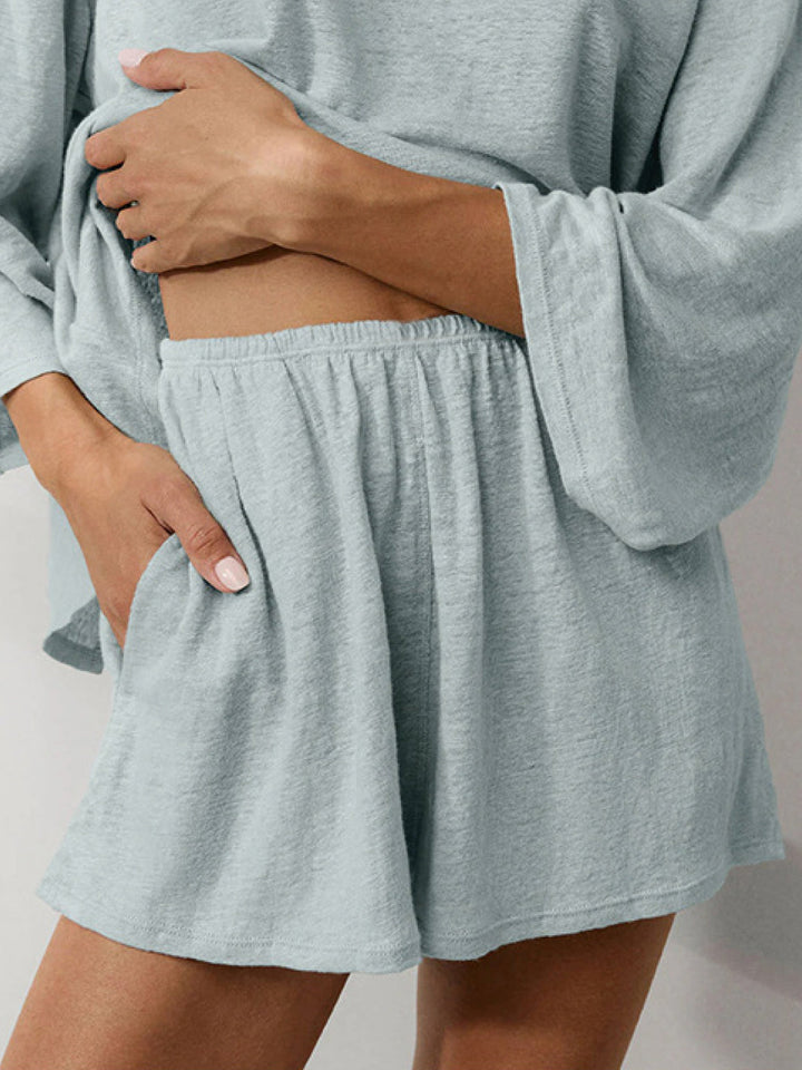 Linen Blend Lounge Set powder blue image 6 