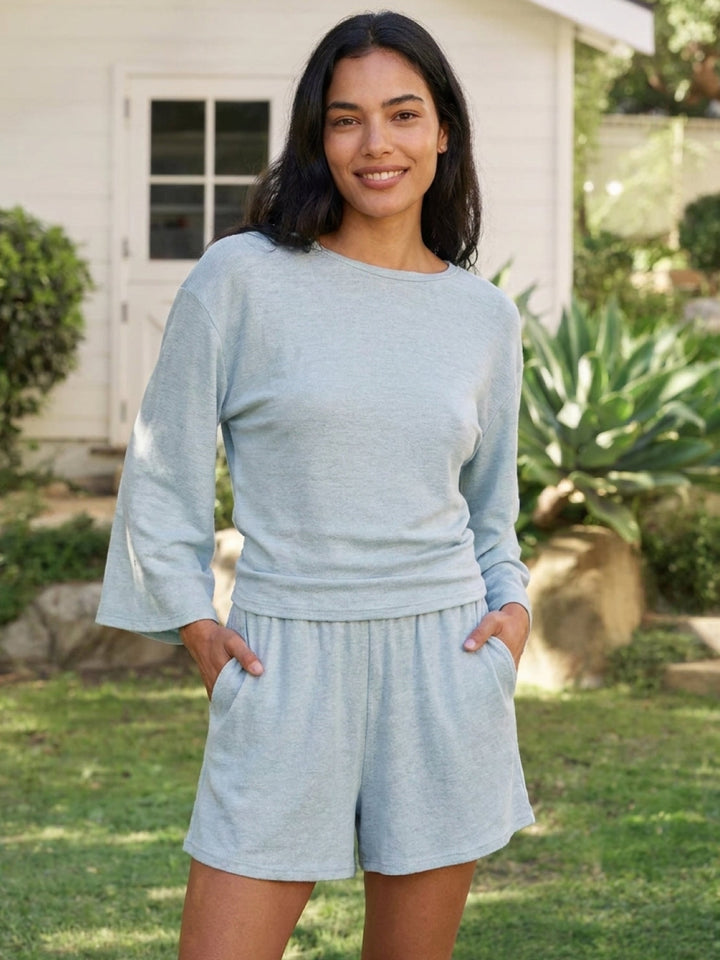 Linen Blend Lounge Set powder blue image 2 