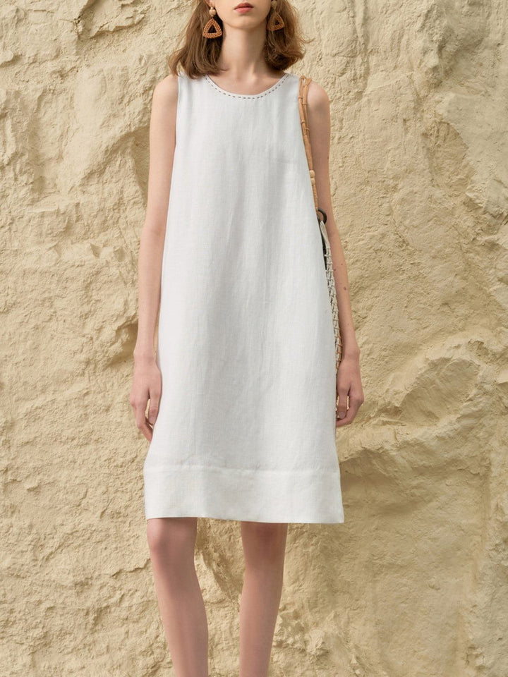 Linen Lyocell Blend Dress white image 4 