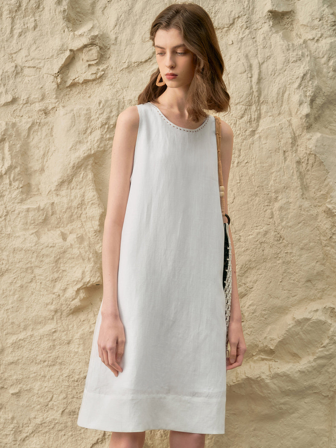 Linen Lyocell Blend Dress white image 2 