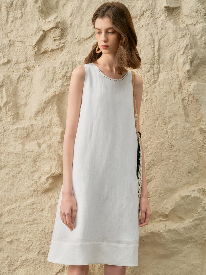 Linen Lyocell Blend Dress white image 2 
