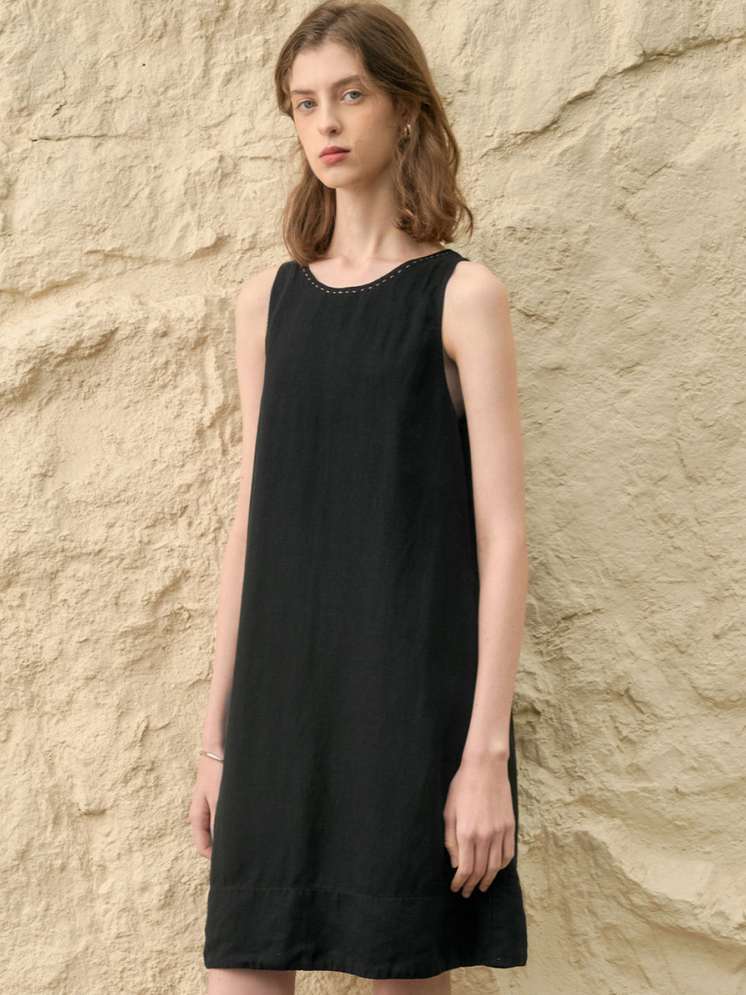 Linen Lyocell Blend Dress black image 2 
