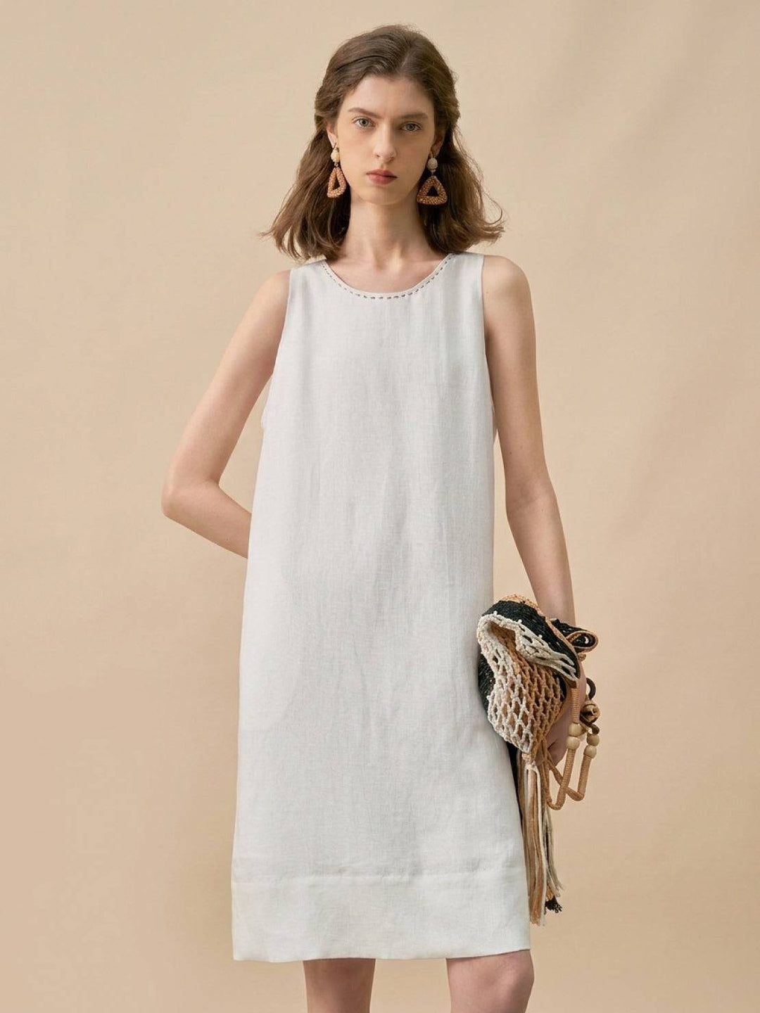 Linen Lyocell Blend Dress white image 1 
