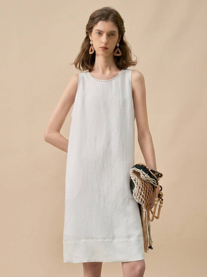 Linen Lyocell Blend Dress white image 1 