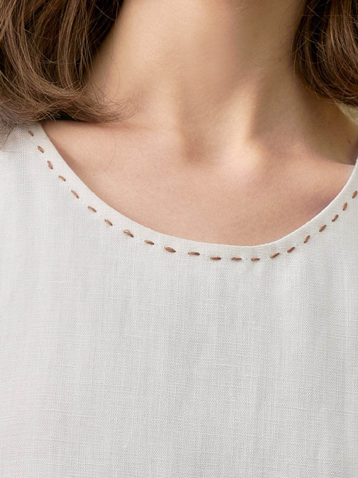 Linen Lyocell Blend Dress white image 5 