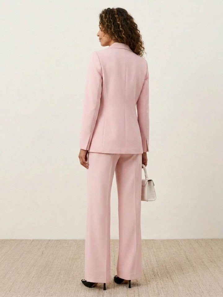 Gold Button Double-Breasted Co-Ord pink image 5 