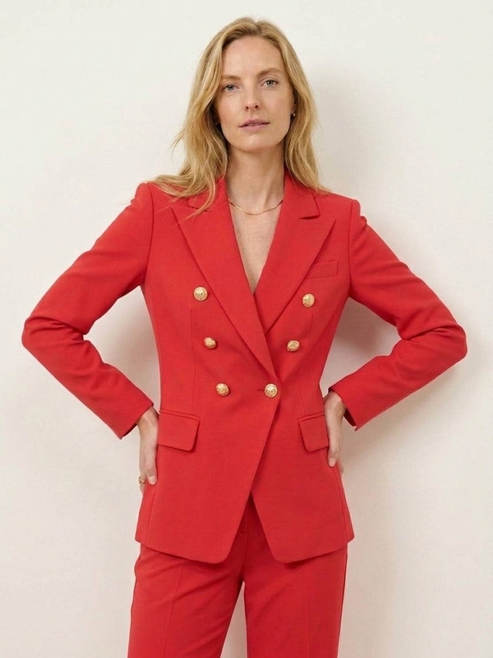 Gold Button Double-Breasted Co-Ord hot red image 4 