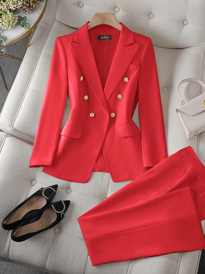 Gold Button Double-Breasted Co-Ord hot red image 6 