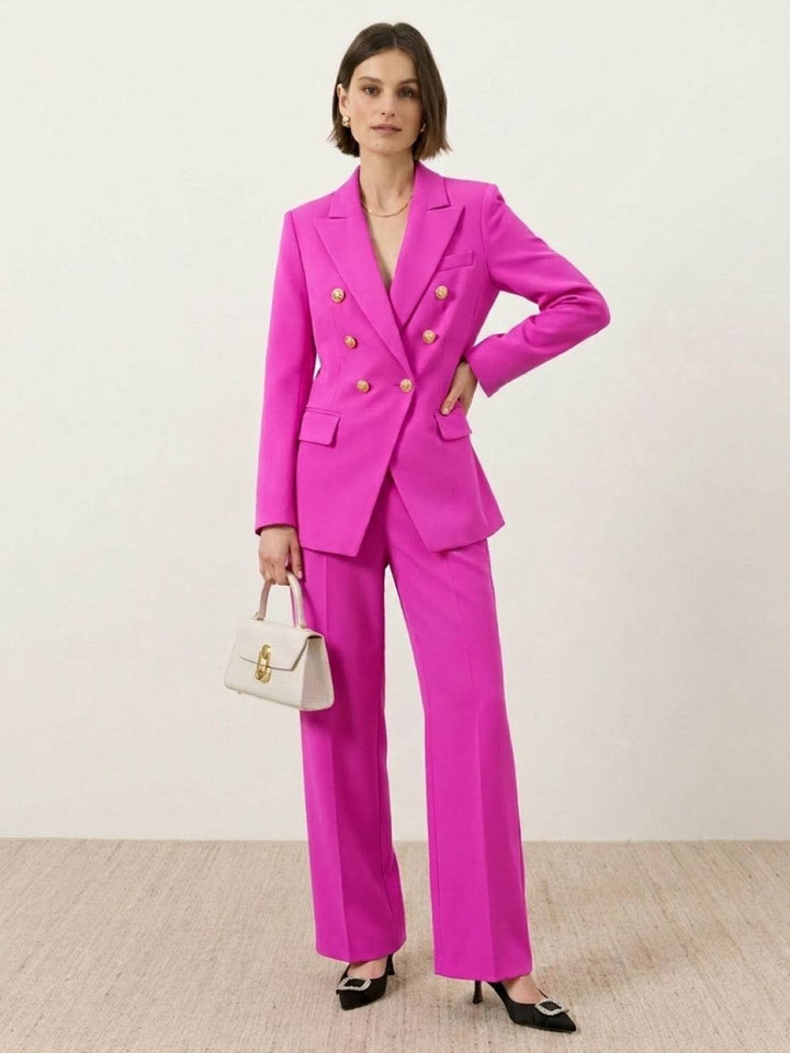Gold Button Double-Breasted Co-Ord hot pink image 1 
