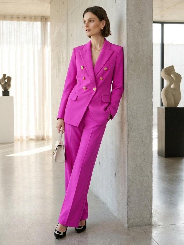 Gold Button Double-Breasted Co-Ord hot pink image 5 