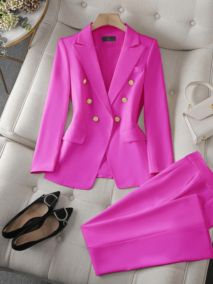 Gold Button Double-Breasted Co-Ord hot pink image 6 