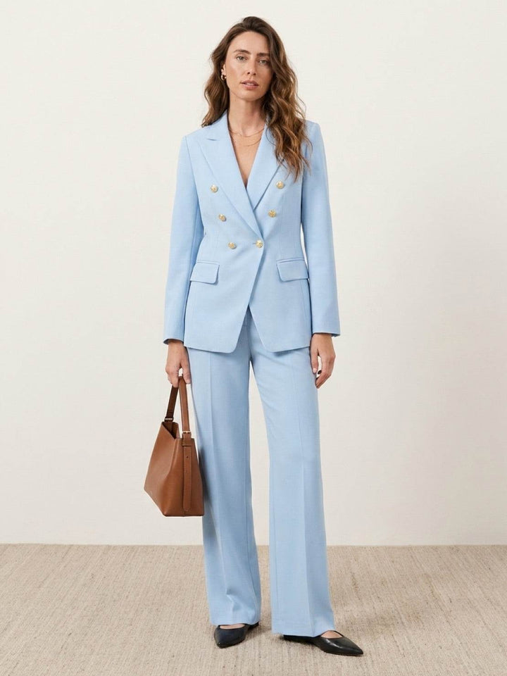 Gold Button Double-Breasted Co-Ord light blue image 1 