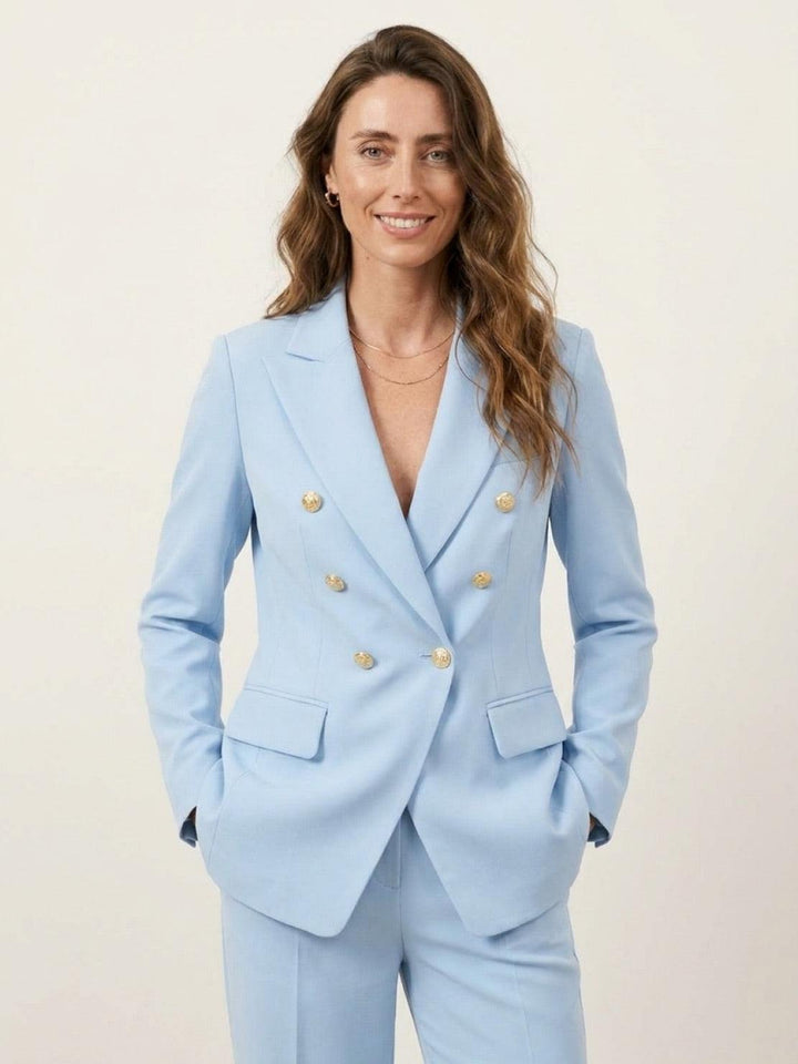 Gold Button Double-Breasted Co-Ord light blue image 4 