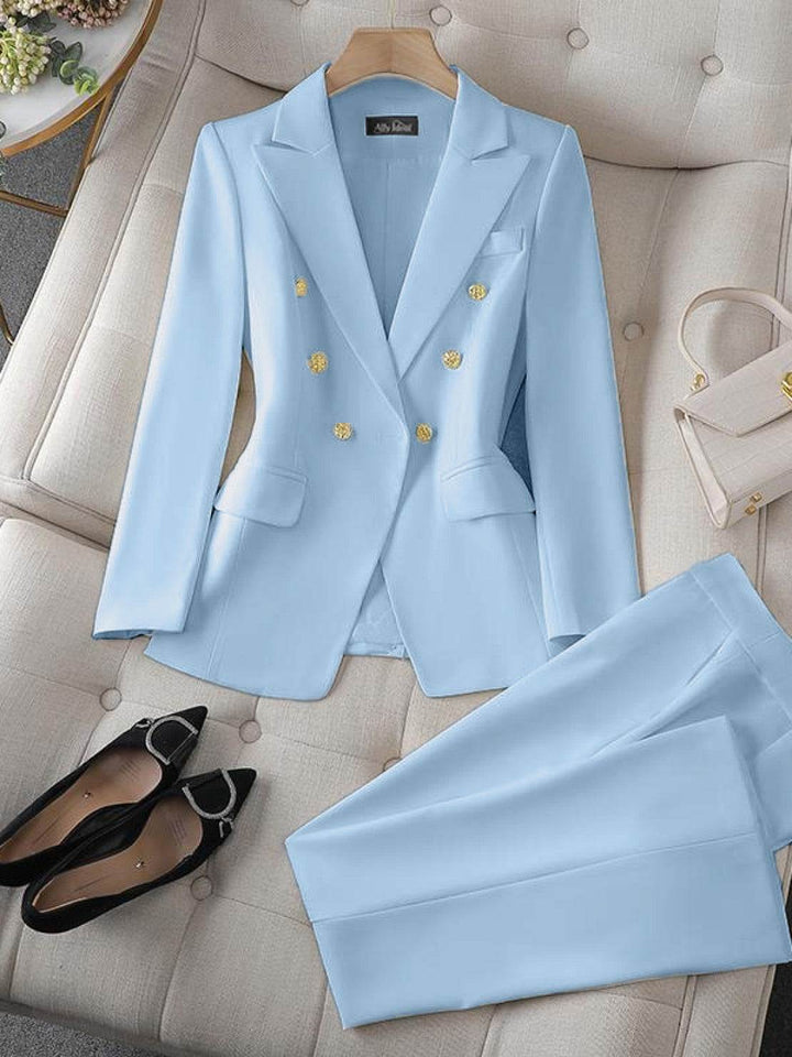 Gold Button Double-Breasted Co-Ord light blue image 6 