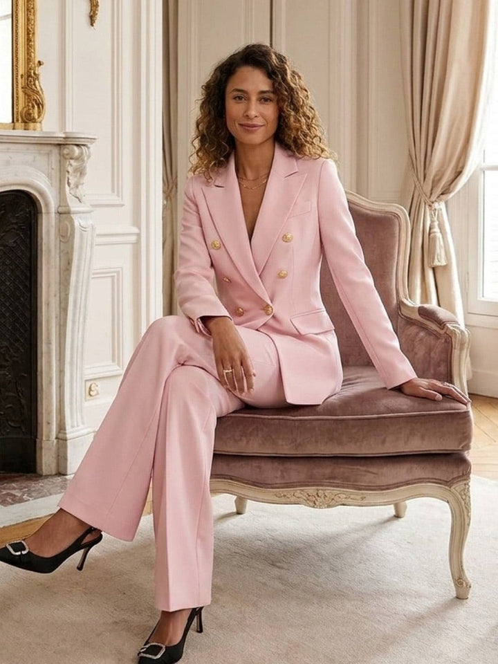 Gold Button Double-Breasted Co-Ord pink image 2 