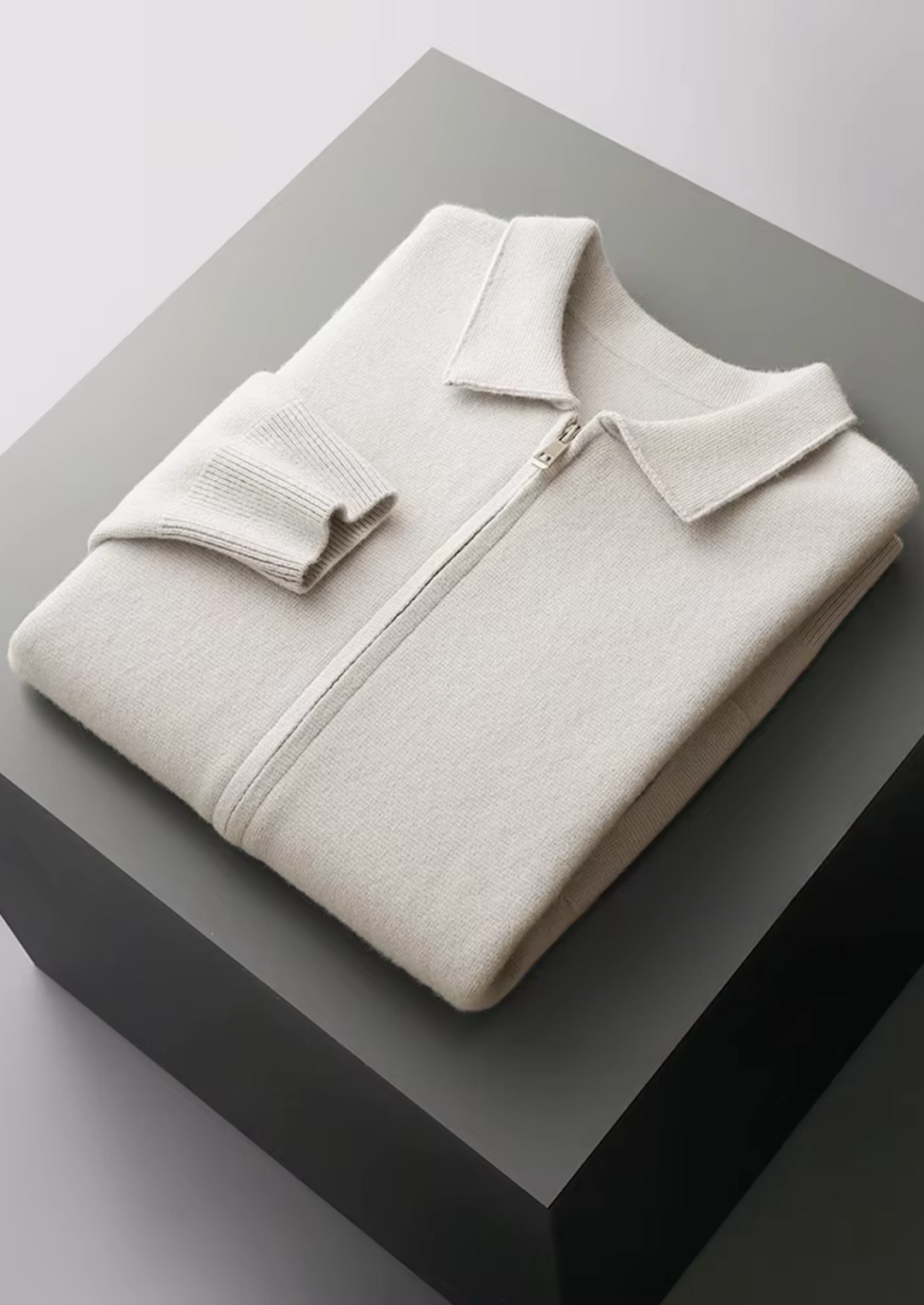 Pure Merino Zip Polo Cardigan white image 1 #color_white