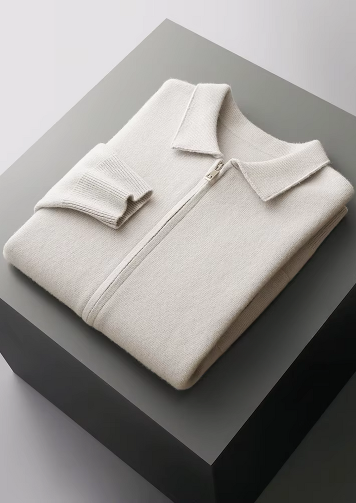 Pure Merino Zip Polo Cardigan white image 1 #color_white