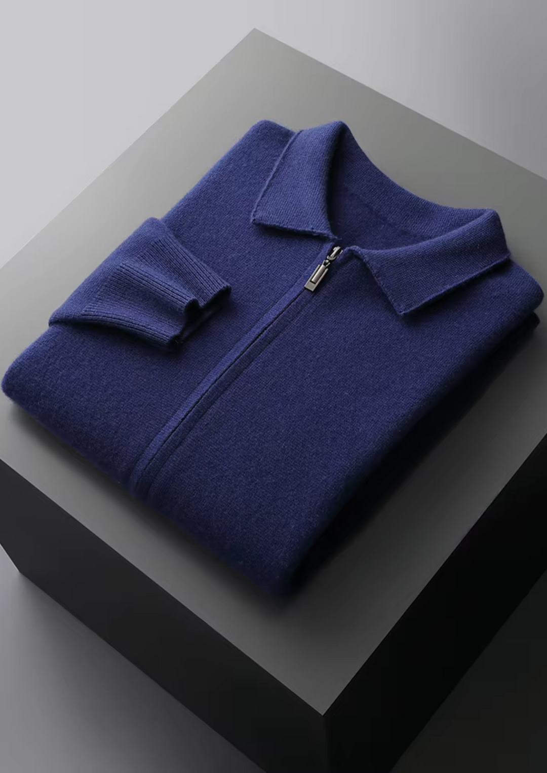 Pure Merino Zip Polo Cardigan navy blue image 1 #color_navy-blue