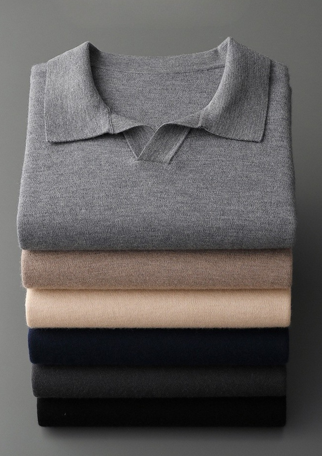 Cashmere Buttonless Sweater Polo navy blue image 2 #color_navy-blue