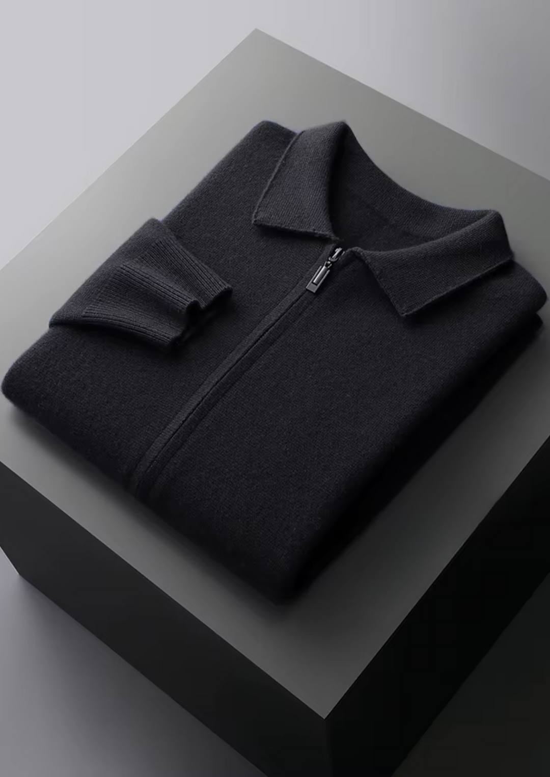 Pure Merino Zip Polo Cardigan black image 1 #color_black