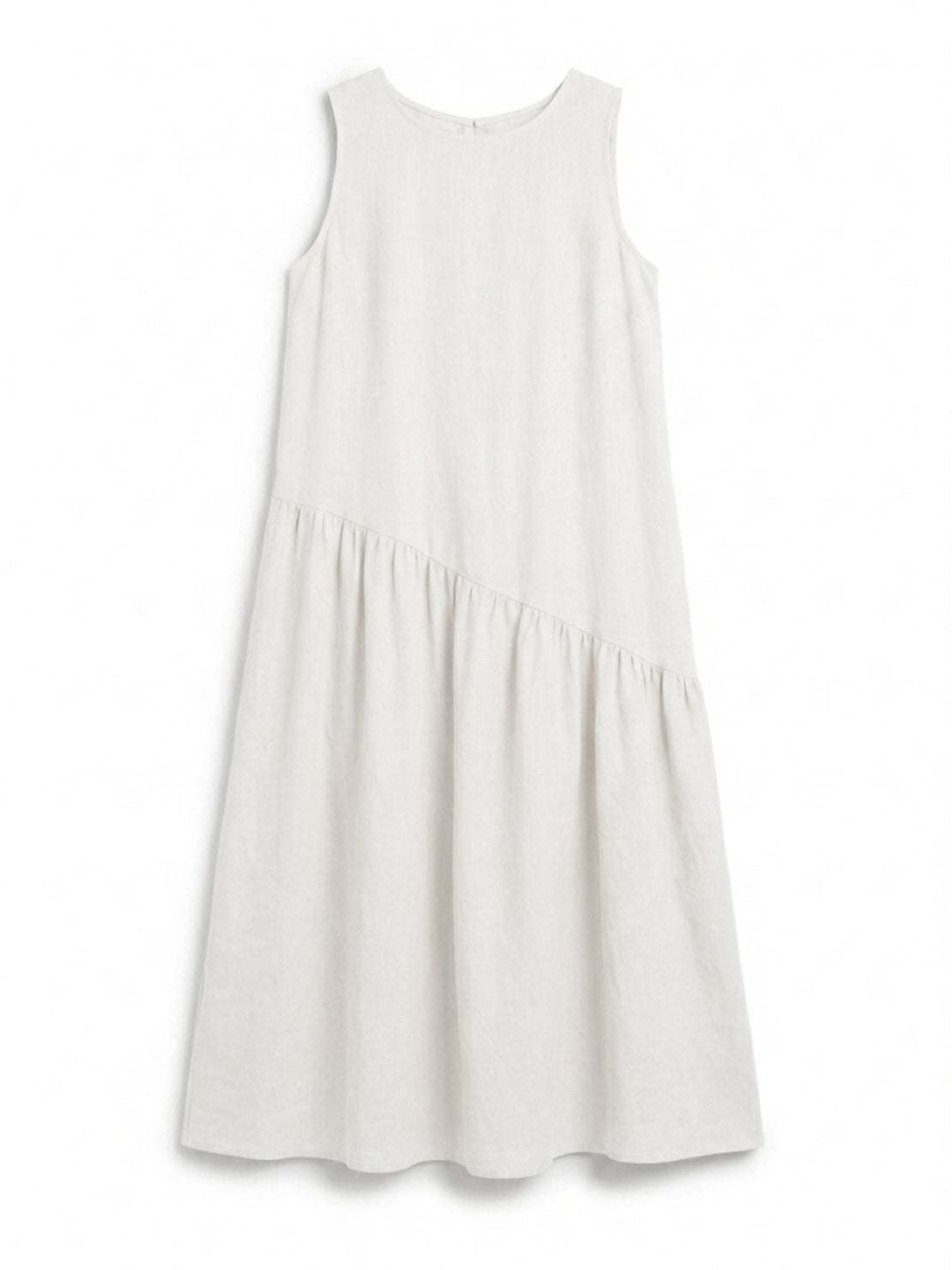 100% Cotton-Linen Summer Midi Dress white image 5 
