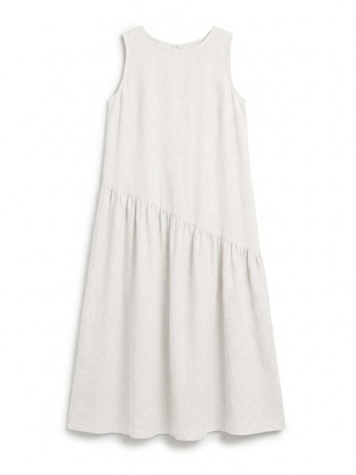 100% Cotton-Linen Summer Midi Dress white image 5 