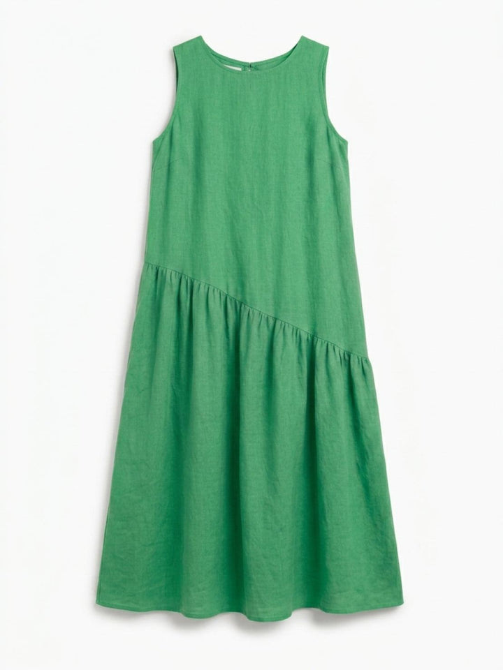100% Cotton-Linen Summer Midi Dress green image 5 