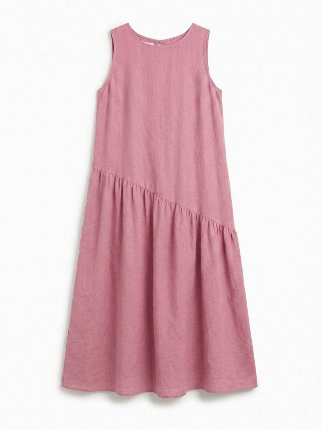 100% Cotton-Linen Summer Midi Dress pink image 5 