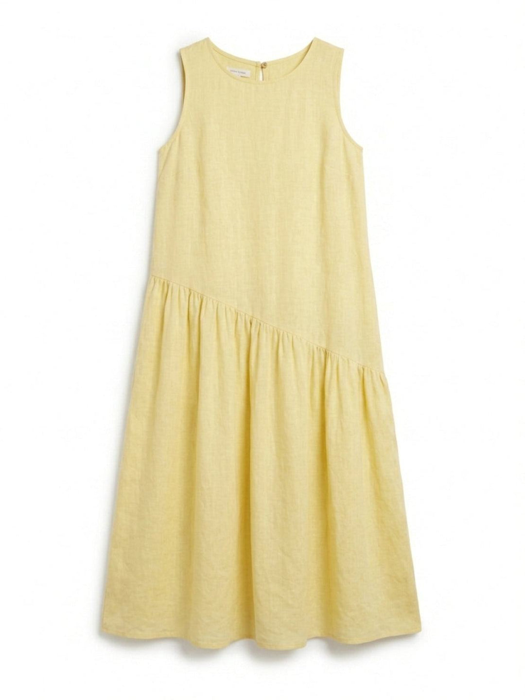 100% Cotton-Linen Summer Midi Dress yellow image 5 