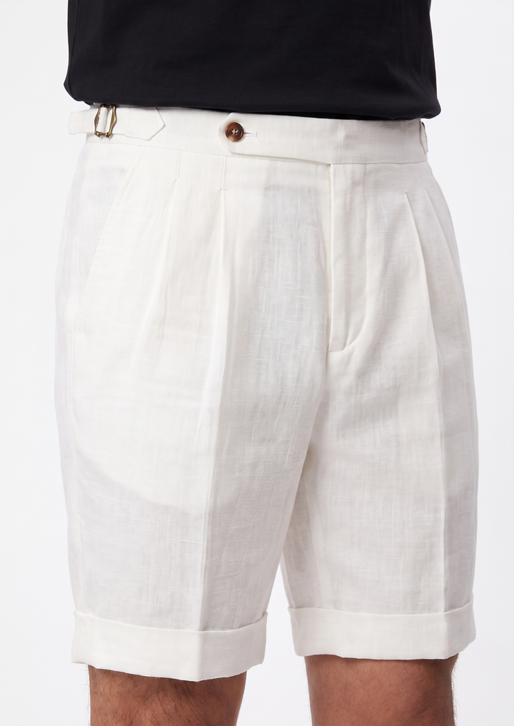 Pleated Linen Seaside Shorts white image 2 #color_white