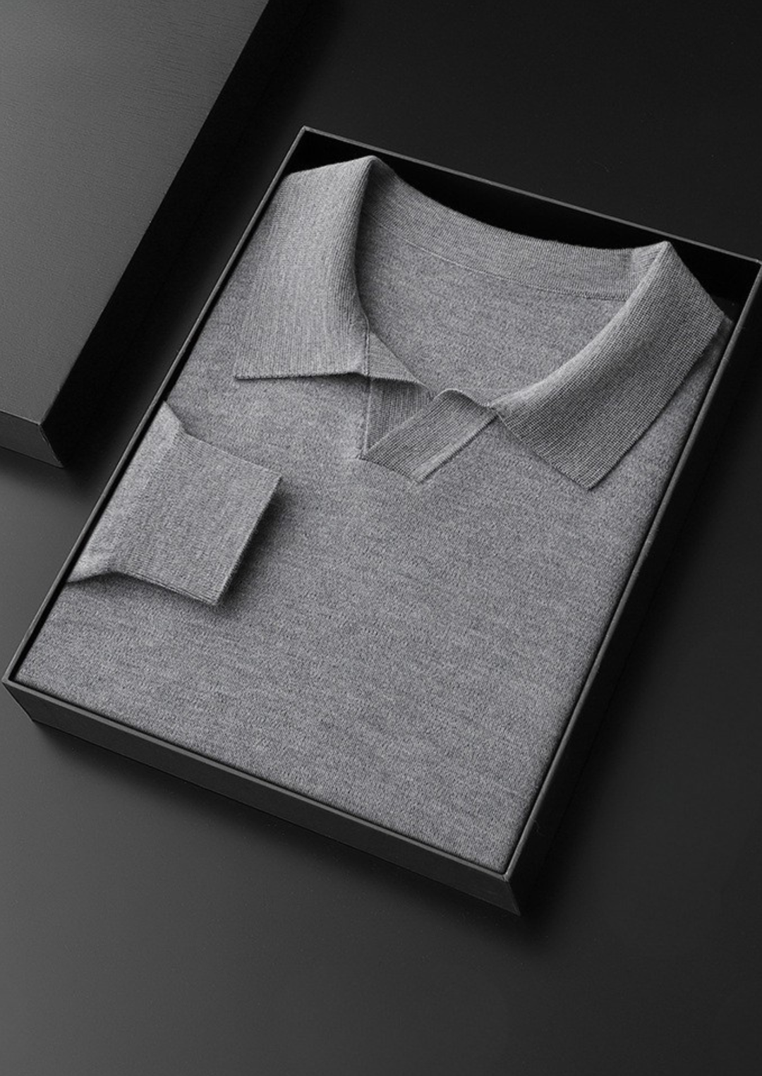 Cashmere Buttonless Sweater Polo gray image 3 #color_gray