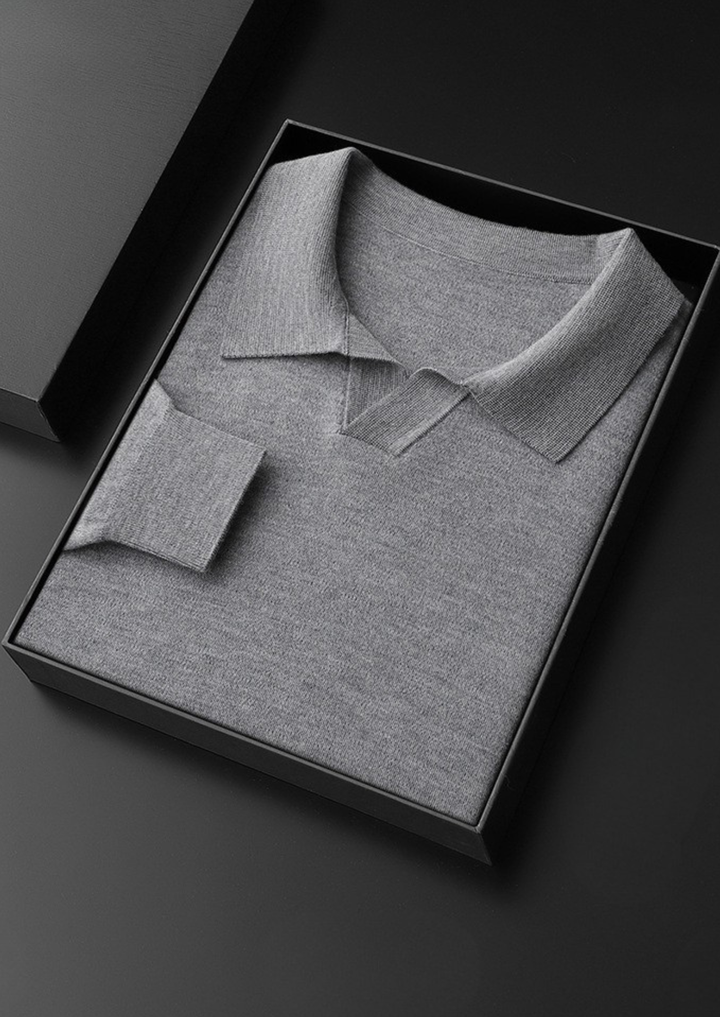 Cashmere Buttonless Sweater Polo gray image 3 #color_gray