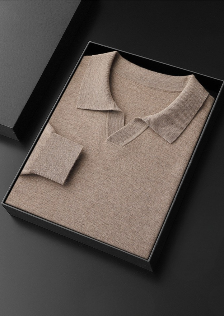 Cashmere Buttonless Sweater Polo beige image 1 #color_beige