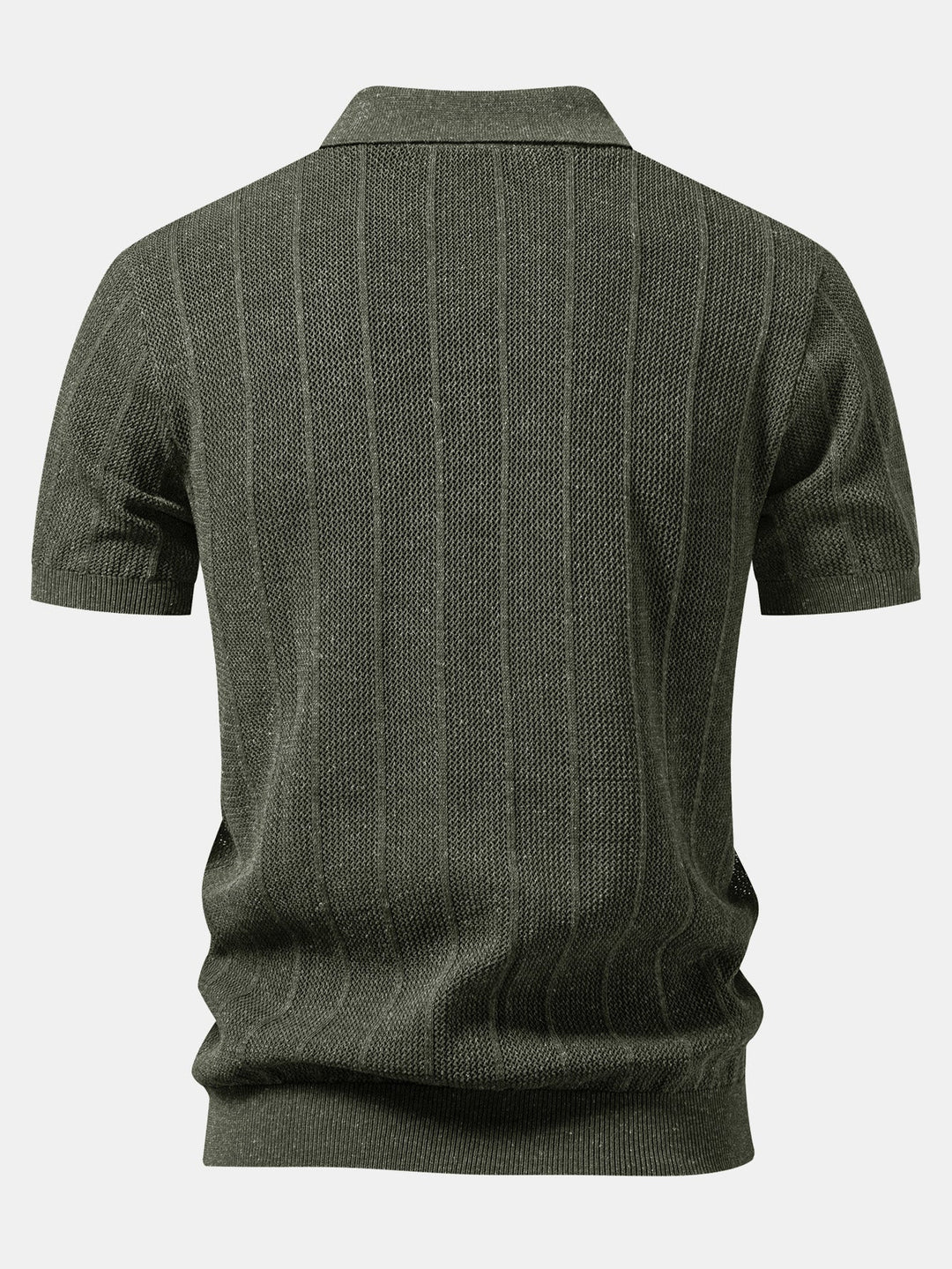 Linen Stripe Open Knit Polo & Straight Leg Linen Pants