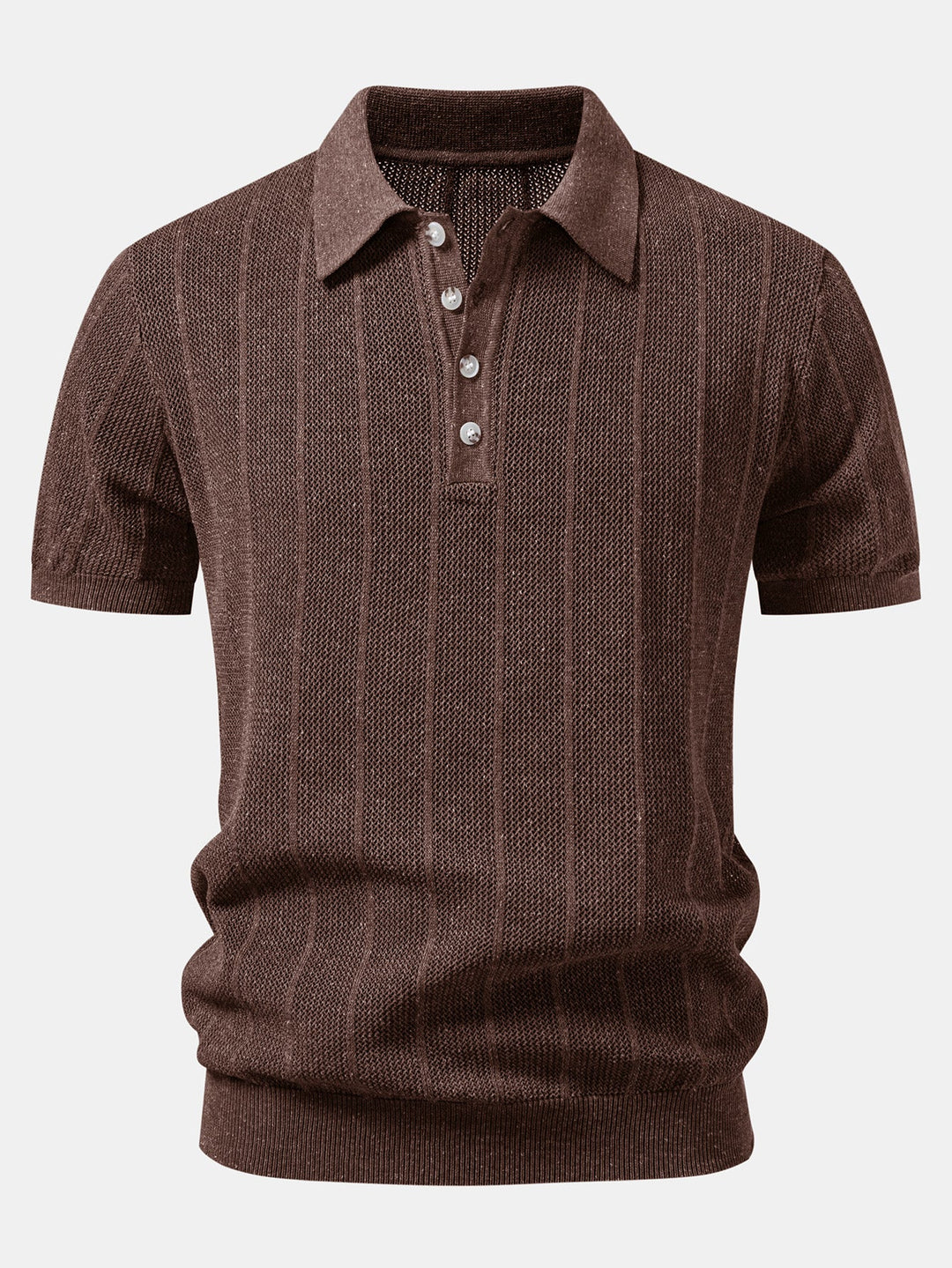 Linen Stripe Open Knit Polo & Straight Leg Linen Pants