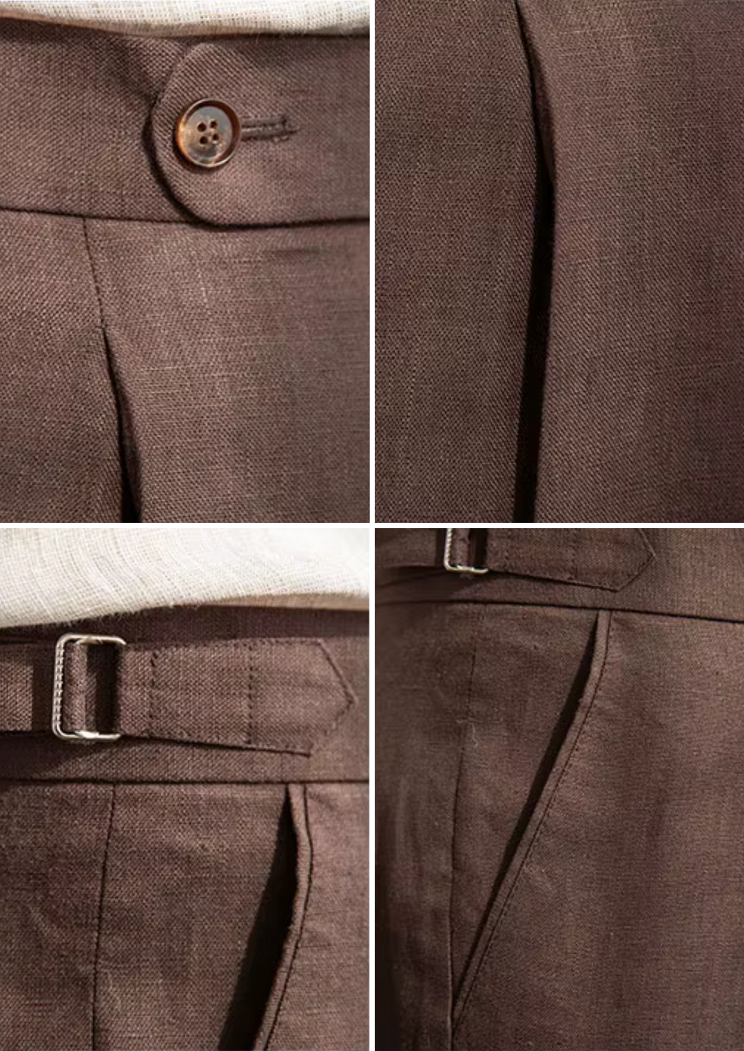TUSCANY PLEATED COASTAL TROUSERS - Dark Brown