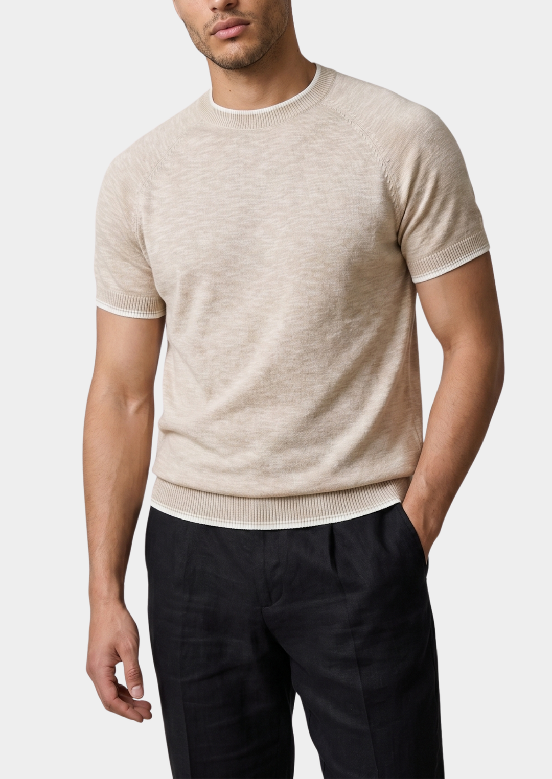 Capri Linen Contrast T-Shirt beige image 1 #color_beige