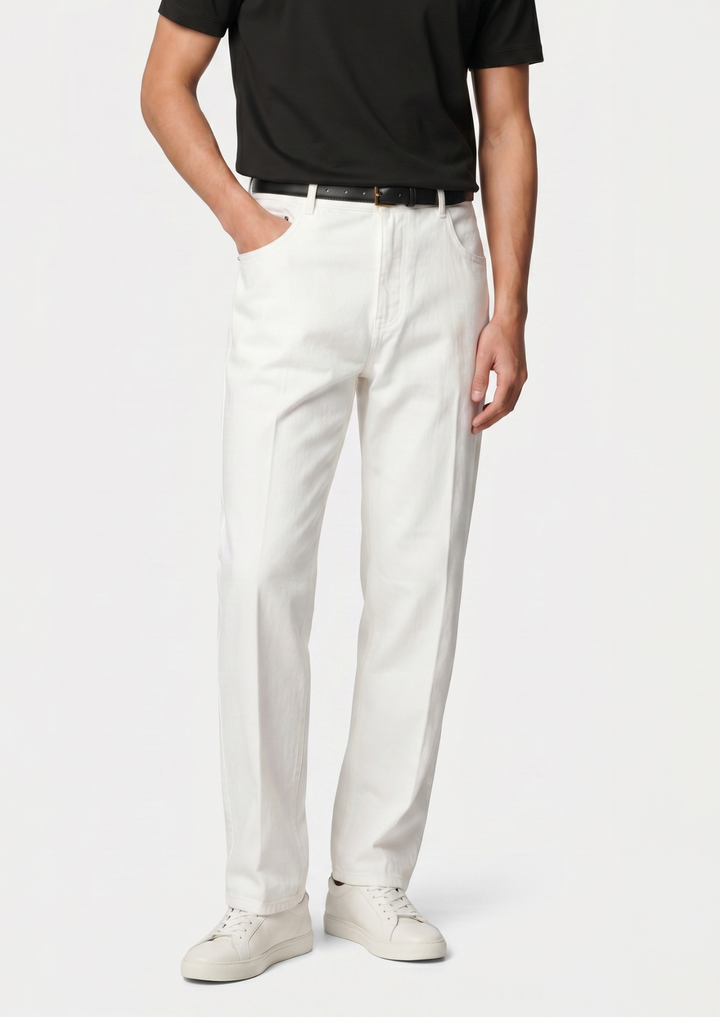 The White Straight Leg Denim Trousers