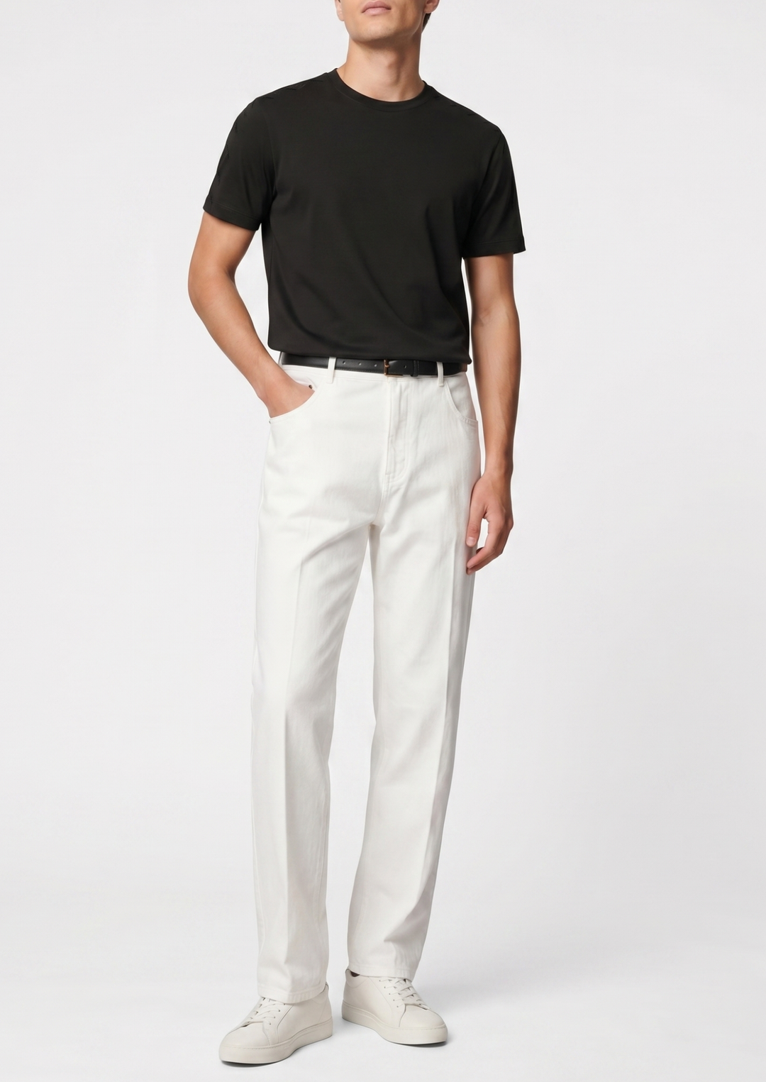 The White Straight Leg Denim Trousers