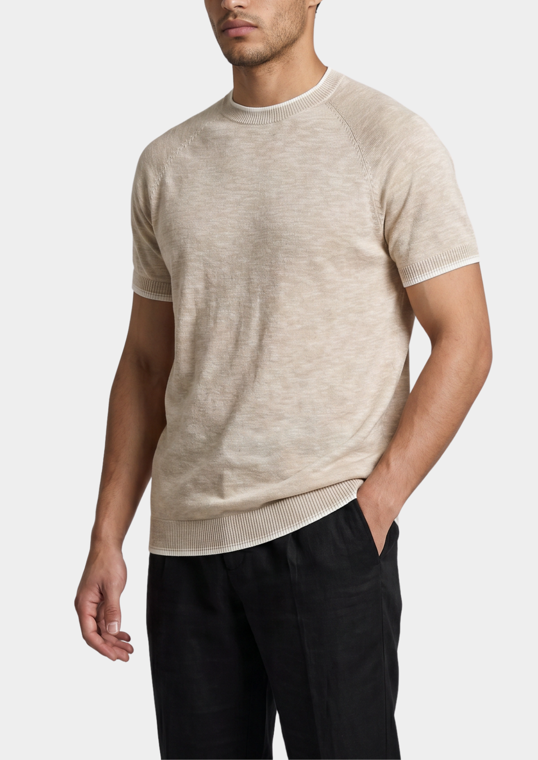 Capri Linen Contrast T-Shirt beige image 3 #color_beige