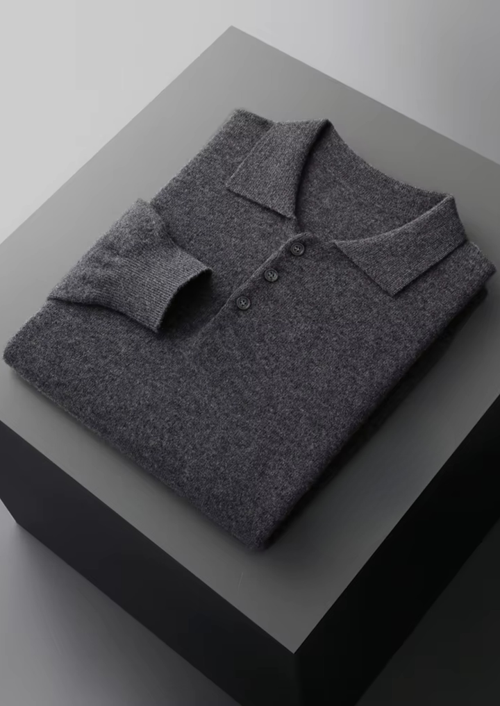Pure Merino Sweater Polo dark grey image 1 #color_dark-grey