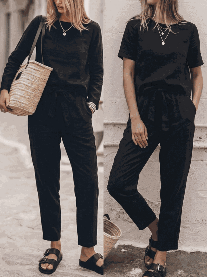 The Everywhere Cotton-Linen Set | Three-Piece Capsule black image 1 