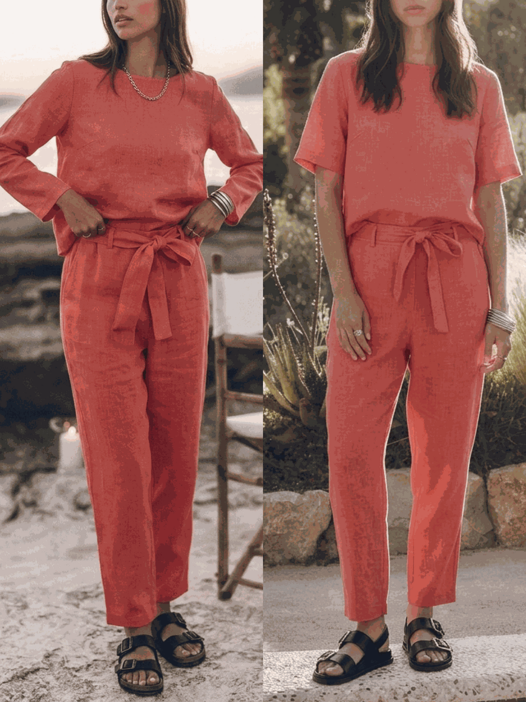 The Everywhere Cotton-Linen Set | Three-Piece Capsule coral image 1 