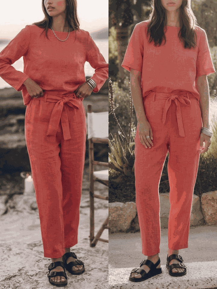 The Everywhere Cotton-Linen Set | Three-Piece Capsule coral image 1 